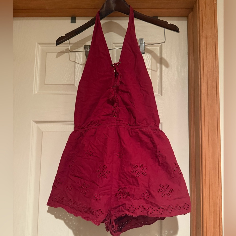 Forever 21 Burgundy Halter Romper
